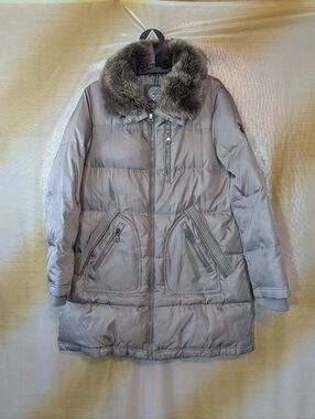 Vince Camuto Down Feather Puffer Coat with Fur Collar Large